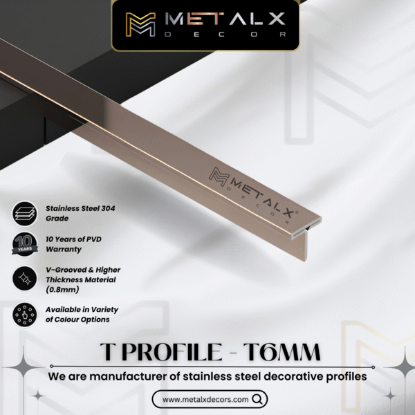 Stainless Steel T Profile Champagne – Elegant SS T Patti & SS T Channel - Image 2
