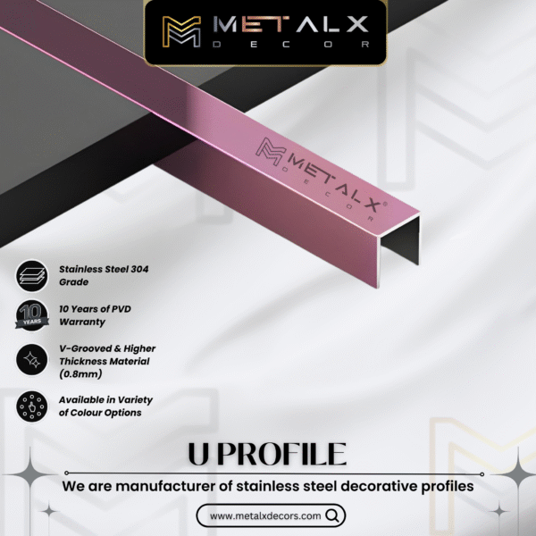 STAINLESS STEEL U PROFILE MATTE FINISH – STYLISH SS U PATTI & CHANNEL FOR MODERN SPACES - Image 2