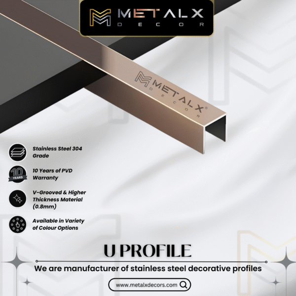 Stainless Steel U Profile (SS U Patti / U Channel) – Stylish Decorative Profiles.