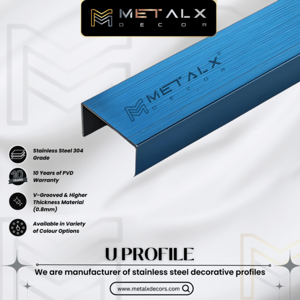 STAINLESS STEEL U PROFILE HAIRLINE FINISH – ELEGANT SS U PATTI & CHANNEL