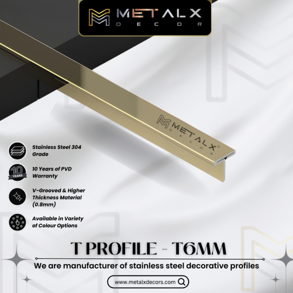 Stainless Steel T Profile Champagne – Elegant SS T Patti & SS T Channel - Image 3