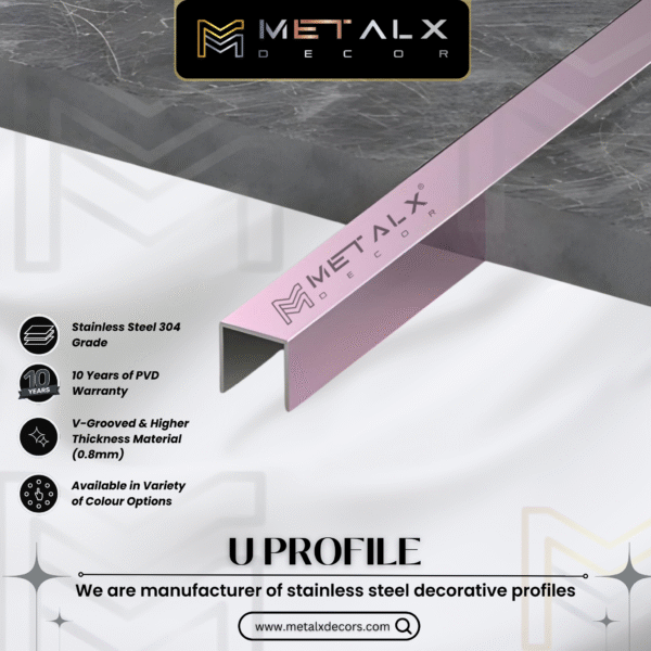 Stainless Steel U Profile (SS U Patti / U Channel) – Stylish Decorative Profiles. - Image 4