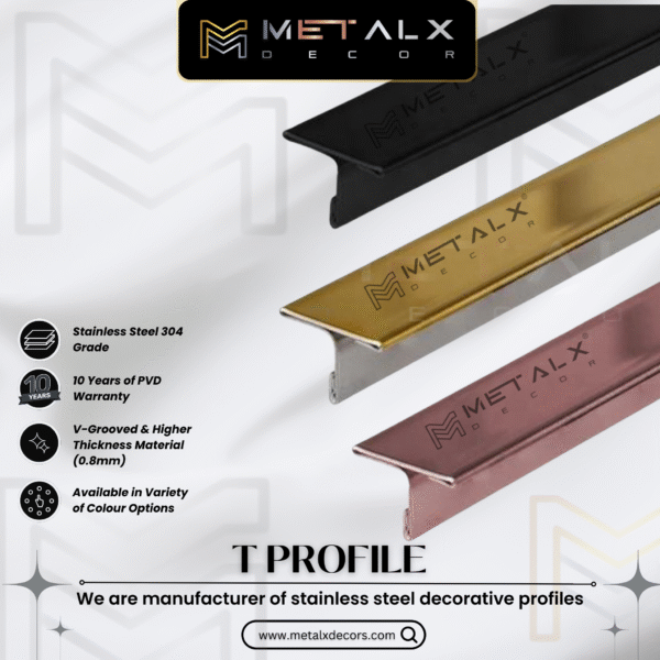 Stainless Steel T Profile Matte Finish – Premium SS T Patti & SS T Channel