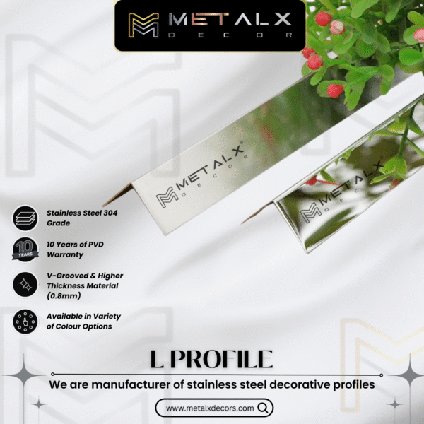 Stainless Steel L Profile Silver Finish – SS L Patti & L Moulding - Image 2