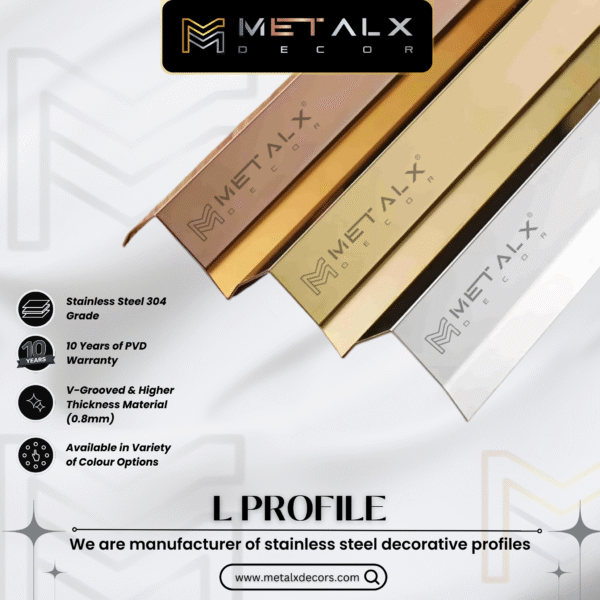 Stainless Steel L Profile Gold Finish – SS L Patti & L Moulding - Image 2