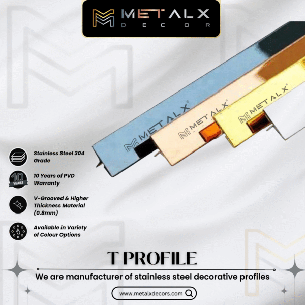 Stainless Steel T Profile Mirror Finish – High-Gloss SS T Patti & SS T Channel - Image 3