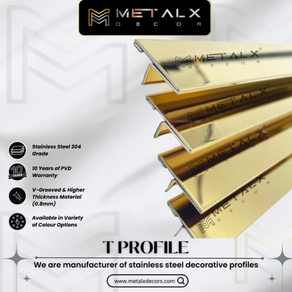 Stainless Steel T Profile Mirror Finish – High-Gloss SS T Patti & SS T Channel - Image 2
