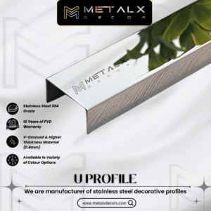 STAINLESS STEEL U PROFILE SILVER – CLASSIC SS U PATTI & CHANNEL FOR TIMELESS DESIGN