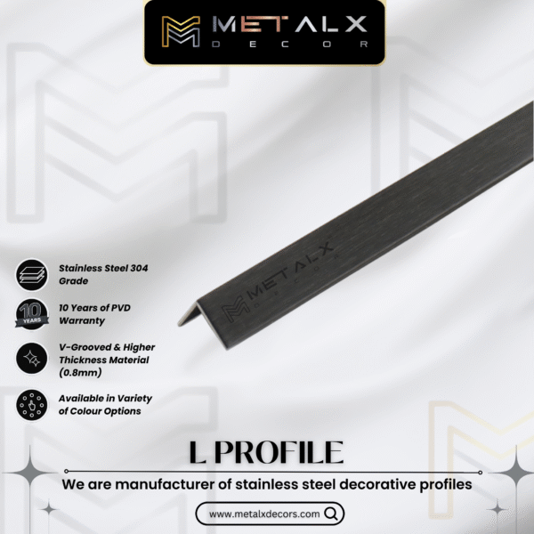 Stainless Steel L Profile Black Finish – SS L Patti & L Moulding - Image 2