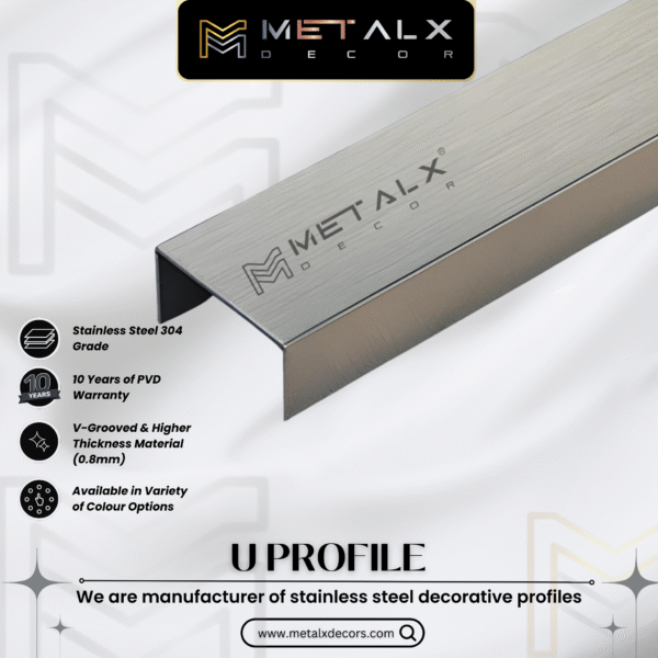 STAINLESS STEEL U PROFILE HAIRLINE FINISH – ELEGANT SS U PATTI & CHANNEL - Image 3