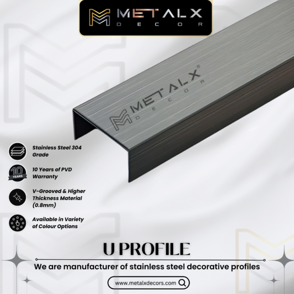 STAINLESS STEEL U PROFILE HAIRLINE FINISH – ELEGANT SS U PATTI & CHANNEL - Image 2