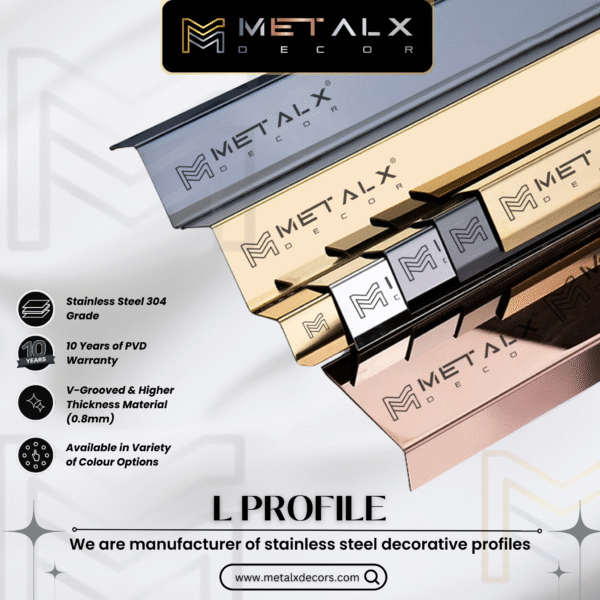 Stainless Steel L Profile Rose Gold Finish – SS L Patti & L Moulding