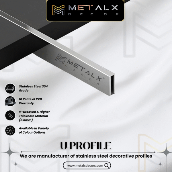 STAINLESS STEEL U PROFILE ANTIQUE BRASS – VINTAGE SS U PATTI & CHANNEL FOR CLASSIC SPACES